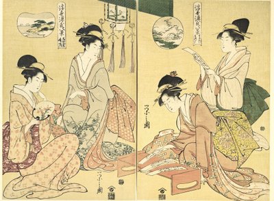 精霊召喚師、雁帰郷 まぼろし、落雁右と薄いヴェール…、1797-99. 作： Hosoda Eishi
