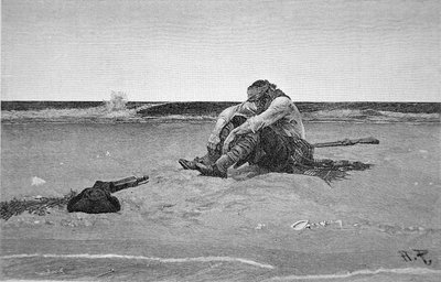 砂漠の島に置き去りにされた海賊 作： Howard (after) Pyle
