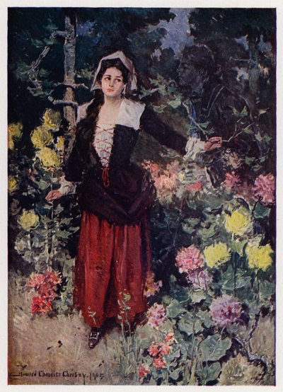 Ilustração para Evangeline, A Tale of Arcadie, de Henry Wadsworth Longfellow (litho colorida) 作： Howard Chandler (after) Christy
