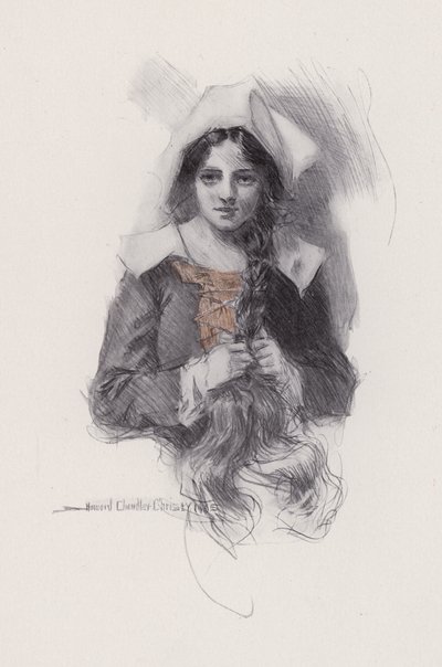 Henry Wadsworth LongfellowによるEvangeline、A Tale of Arcadieのイラスト（litho） 作： ハワード・チャンドラー（後）クリスティ