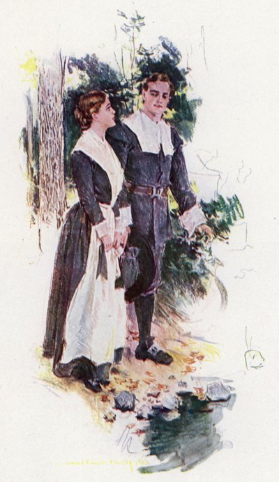 Henry Wadsworth LongfellowによるThe Courtship of Miles Standishのイラスト（カラーリソ） 作： Howard Chandler (after) Christy