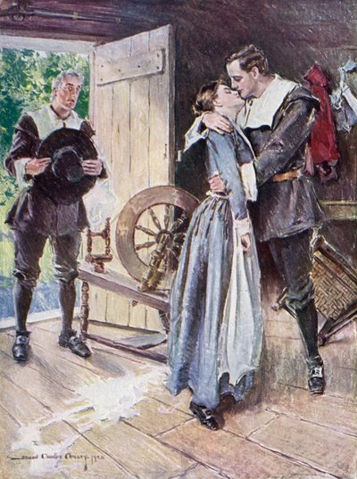 Henry Wadsworth LongfellowによるThe Courtship of Miles Standishのイラスト（カラーリソ） 作： Howard Chandler (after) Christy