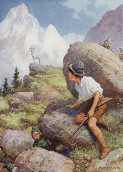 「白いシャモアの伝説」より「彼は頂上に立つスラタログを見た」（カラーリソ） 作： Howard Davie