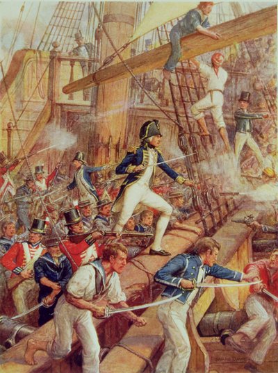 ホレーショ・ネルソン (1758-1805) が「サン・ニコラス号」に乗船 作： Howard Davie