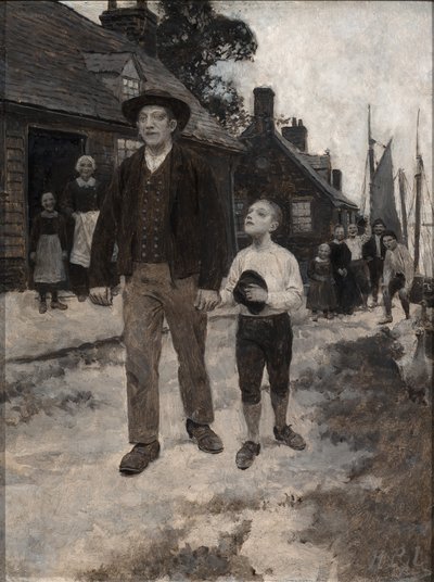 デビッドはハンス・クラウトの顔を見上げた、ハワード・パイル著「月の裏側の庭」より、1895年発行（白黒写真） 作： Howard Pyle