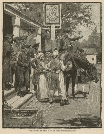 彼は風見鶏のサインで止まる 作： Howard Pyle