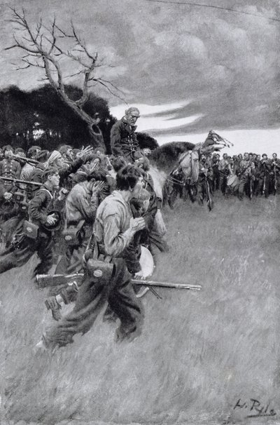 「彼の軍隊は解散し、彼に従い、泣き泣きながら」、ARHランソン、パブによる「私は彼を知っていたようにリー将軍」からのイラスト。ハーパーの雑誌で、1911 作： Howard Pyle
