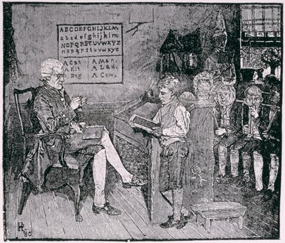 ペンシルベニア州の昔の学校、ハーパーの雑誌、1881年 作： Howard Pyle