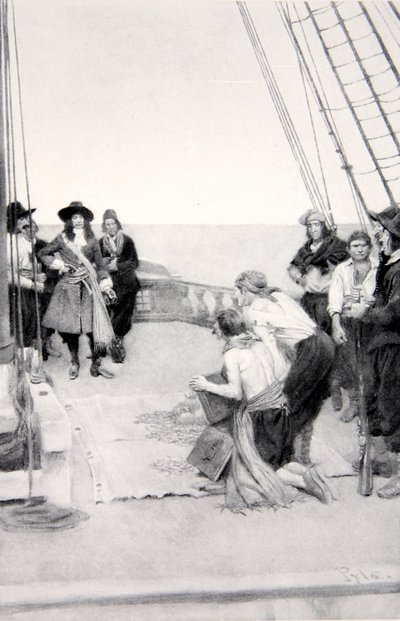 沈没した宝物を回収するフィップ（1690年代）、ハーパーズ誌（1901年）に掲載 作： Howard Pyle