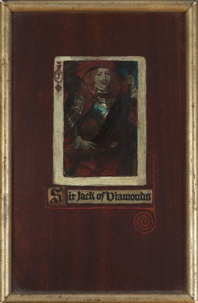 サー・ジャック・オブ・ダイアモンド（パネルに油彩） 作： Howard Pyle