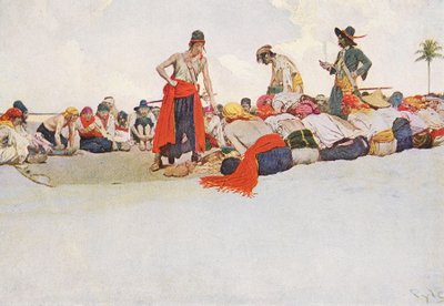 だから宝物は分けられた」20世紀初頭（本の挿絵） 作： Howard Pyle