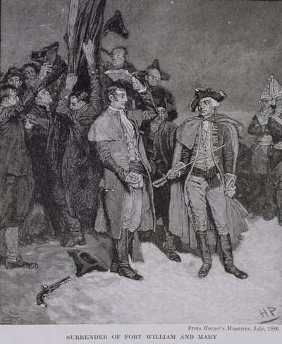 ハーパーズマガジン、1886年、フォートウィリアムとメアリーの降伏 作： Howard Pyle