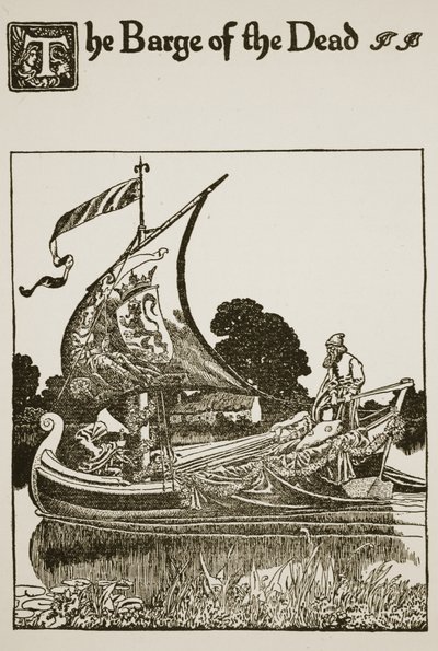 死者のはしけ、「ローンセロット卿とその仲間たちの物語」、1907年のイラスト 作： Howard Pyle
