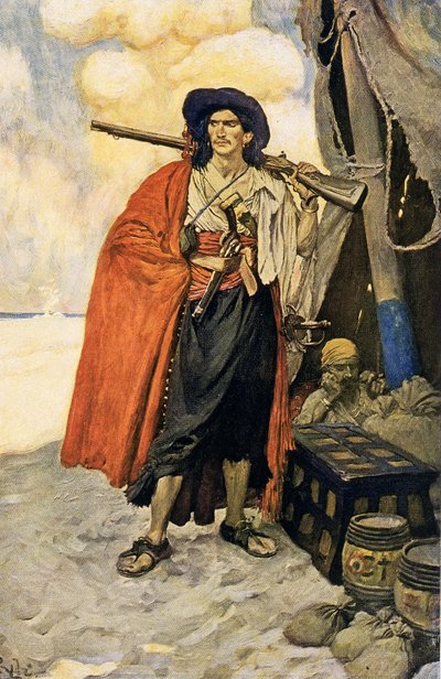 バッカニアは絵に描いたような仲間だった、20世紀初頭（本の挿絵） 作： Howard Pyle