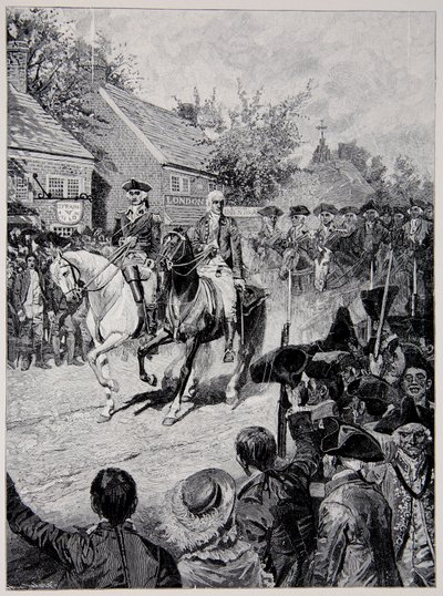 ワシントン将軍とクリントン知事が率いる民衆行列 作： Howard Pyle