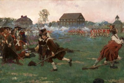 レキシントン・コモンでの戦い（1775年4月19日 作： ハワード・パイル