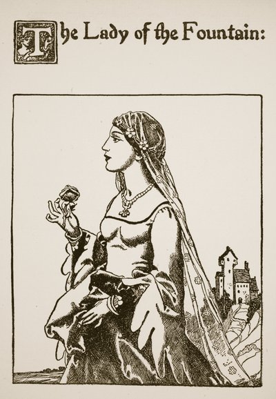 噴水の貴婦人、ローンセロット卿とその仲間たちの物語、1907年のイラスト 作： Howard Pyle