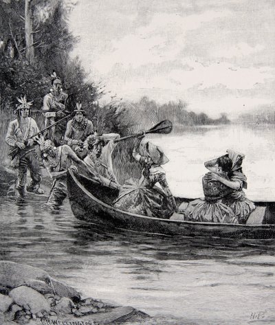 1887年6月、Harper&39;s Magazineに掲載されたエリザベスとフランシスギャロウェイの捕獲 作： Howard Pyle
