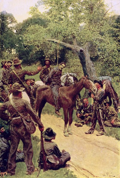 ウィリアム・ギルモア・ベイマーのパブ「ランデゴン」のイラスト。ハーパーの雑誌、1909年11月 作： Howard Pyle