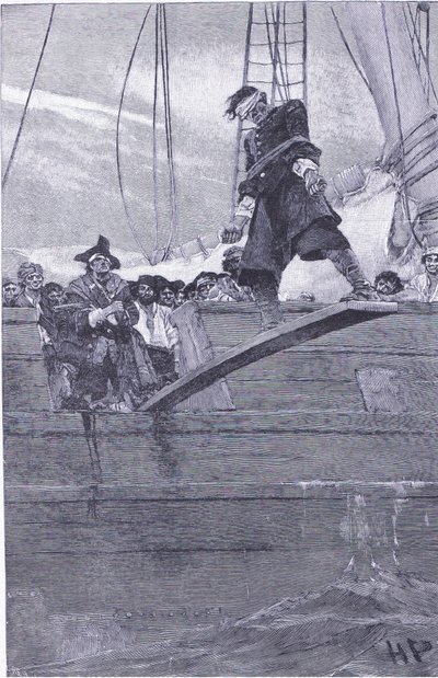 ハーパー＆ブラザーズ出版のハワードパイルズオブパイレーツ（1921年）の板を歩く 作： Howard Pyle