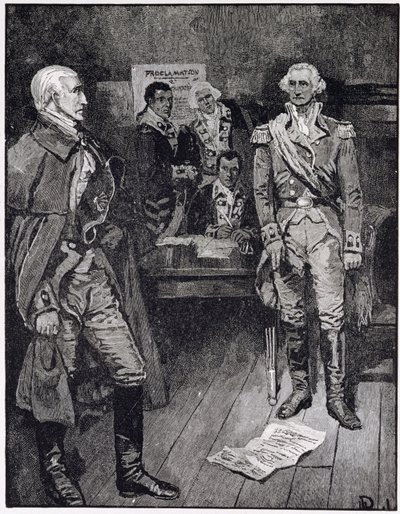 ワシントン、独裁政権を拒否、ハーパーズ誌、1883年 作： Howard Pyle