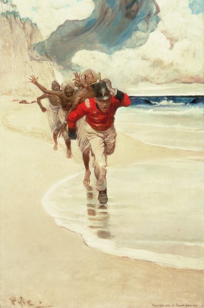 1902 年 8 月にスクリブナーズ マガジンに掲載された、Arthur Quiller-Couch (1863-1944) による「Sinbad on Burrator」より 作： Howard Pyle