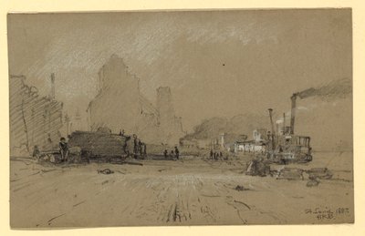 素描、セントルイスのミシシッピ川にて、1887年 作： ハワードラッセルバトラー