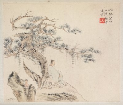 古詩山水帖 松下老人 石陰少年 作： Hua Yan