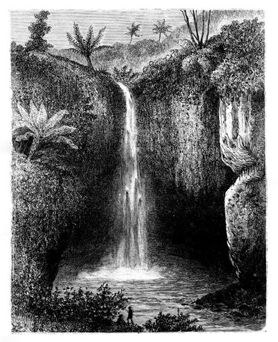 川の落下、トンダノ、インドネシア、19世紀。 作： Hubert Clerget