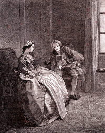 18世紀の読書紳士 作： Hubert Francois Gravelot