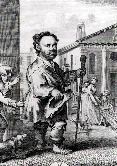 ジェームスヒューレット（d.1771）によって彫刻されたアイルランドの小人、オーエンファレル（b.1716）、パブ。 1742年 作： Hubert Francois Gravelot