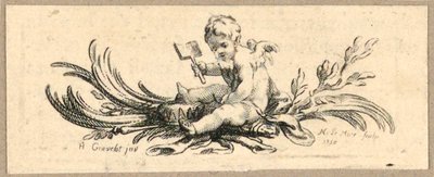 プリント、テールピース、シャベルを持ったプット 作： Hubert Francois Gravelot