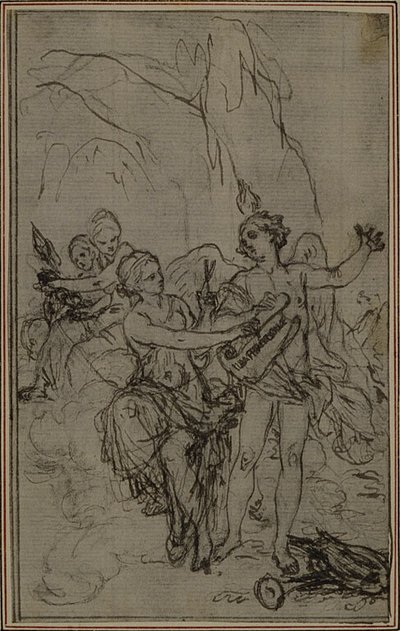 習作：ルカンの "ラ・ファルサール "のためのヴィネット-口絵 作： Hubert Francois Gravelot