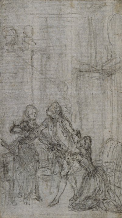 シャルル＝シモン・ファバール「愛の表現」のヴィネット＝口絵のための習作。 作： Hubert Francois Gravelot
