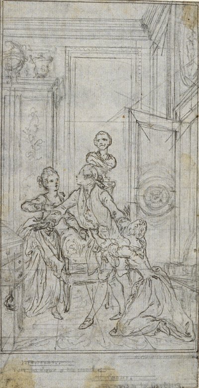 シャルル＝シモン・ファバール『愛の表現』のヴィネット＝口絵のための習作。 作： Hubert Francois Gravelot