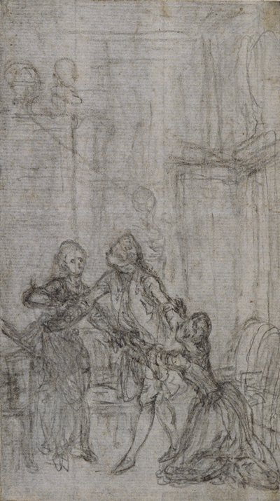 シャルル＝シモン・ファバール「愛の表現」のヴィネット＝口絵のための習作。 作： Hubert Francois Gravelot