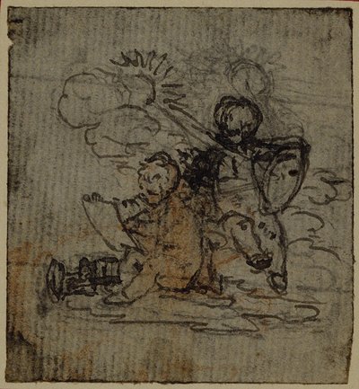 タキトゥス『ティベリウス、あるいは『年譜』第一巻の六巻』扉絵のための習作。 作： Hubert Francois Gravelot