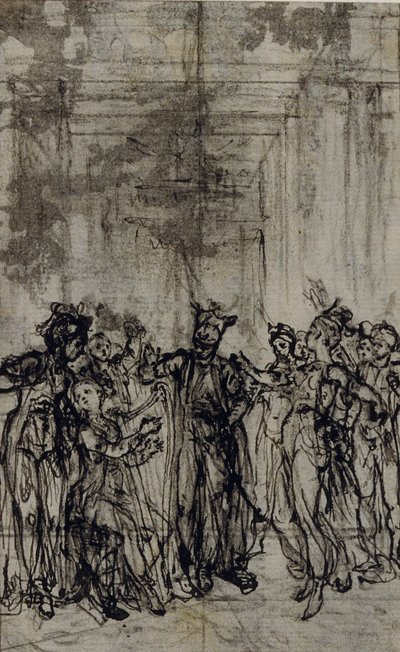 ジャン・フランソワ・マルモンテル "Contes Moraux "のヴィネットのための習作 作： Hubert Francois Gravelot