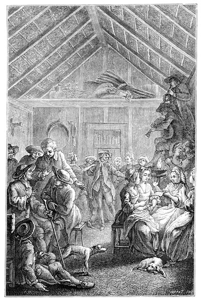 冬の集会、1885年。 作： Hubert Francois Gravelot