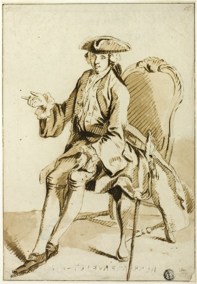 座っている若い領主 作： Hubert Francois Gravelot