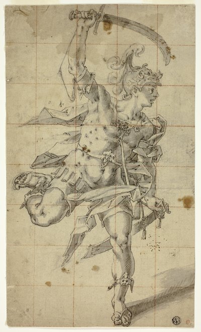 抜刀して走る男戦士 作： Hubert Gerhard