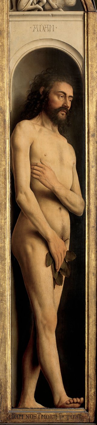 アダム、ゲントの祭壇画の左翼の詳細 作： Hubert & Jan van (1390 1441) Eyck