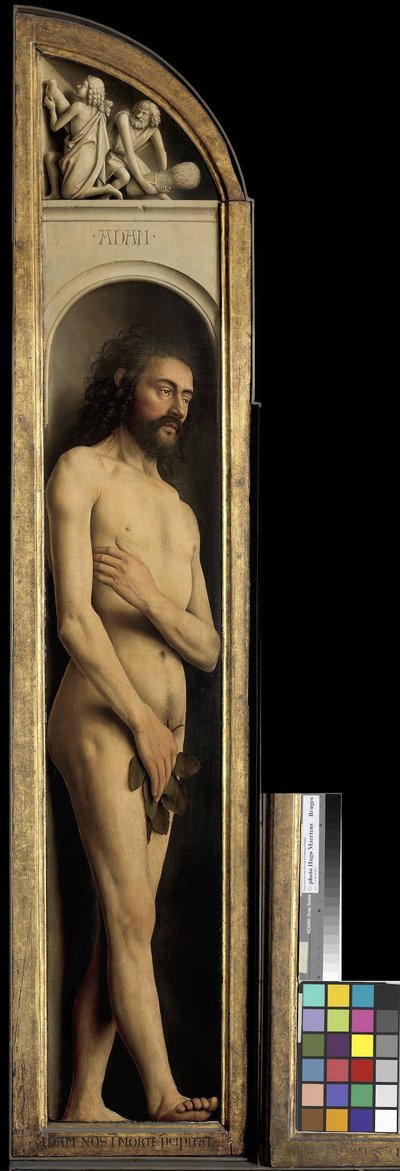 Adam, detalhe da ala esquerda do Retábulo de Ghent 作： Hubert & Jan van (1390 1441) Eyck