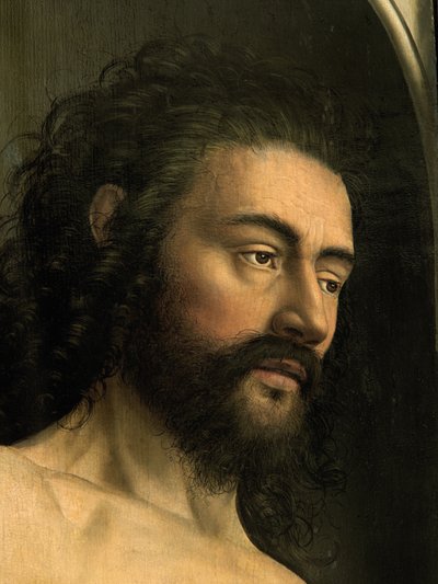 ゲントの祭壇画の左翼からのアダムの詳細 作： Hubert & Jan van (1390 1441) Eyck