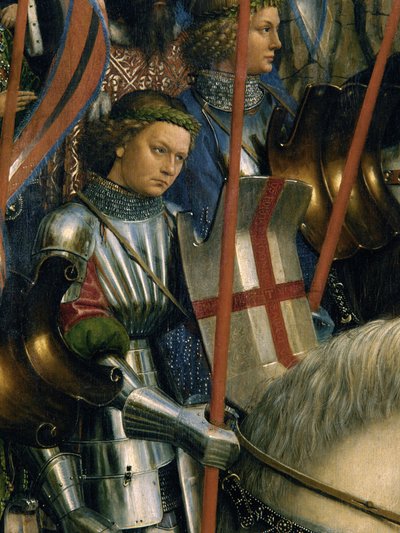 ヘントの祭壇画の左側から見たキリスト騎士団の聖ジョージの詳細 作： Hubert & Jan van (1390 1441) Eyck