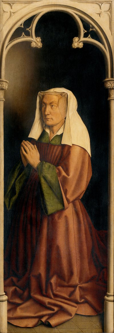 Retrato de Lysbette Borluut, painel do exterior do Retábulo de Ghent 作： Hubert & Jan van (1390 1441) Eyck