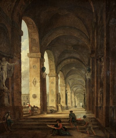 ローマ建築のカプリッチョ、1775年頃（キャンバスに油彩） 作： Hubert Robert
