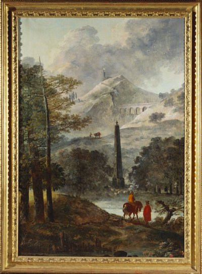 オベリスクのある山岳風景 作： Hubert Robert