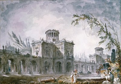 建築ファンタジー、1760 作： Hubert Robert