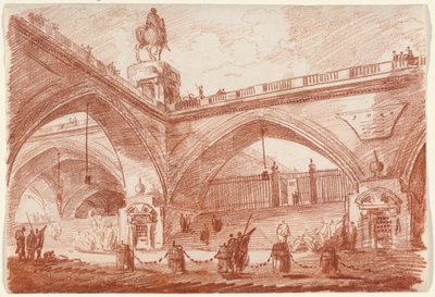 凱旋橋のある建築ファンタジー 作： Hubert Robert